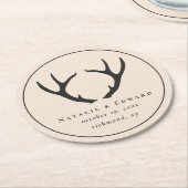 Rustikales Geweih Save the Date Runder Pappuntersetzer (Angewinkelt)