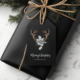 Rustikales Geweih- und Blattwerk-Weihnachten Geschenkanhänger