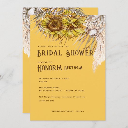 Rustikales GewürzSenf Sonnenblumen Brautparty (Vorne/Hinten)