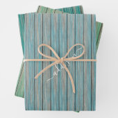 Rustikales Ggreen Blue Wood Individuelle Name Gift Geschenkpapier Set (Beispiel)