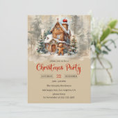 Rustikales Gingerbrot Weihnachtsfest im Party Einladung (Stehend Vorderseite)