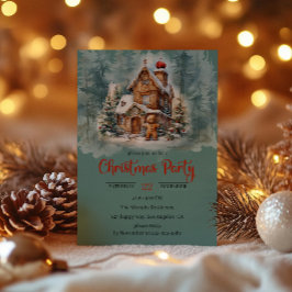 Rustikales Gingerbrot Weihnachtsfest im Party Einladung