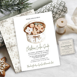 Rustikales Gingerbrot Weihnachtskochtausch-Party Einladung