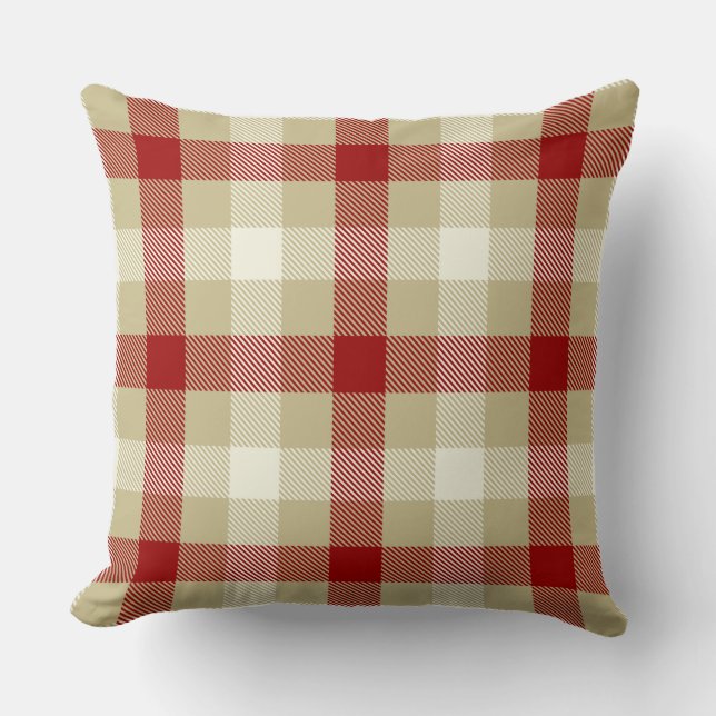 Rustikales Gingham Landhaus Stil Tartan rot Kissen (Vorderseite)
