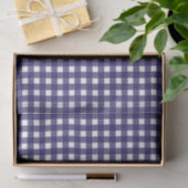 Rustikales Gingham Navy Blau Weiß Ferien Seidenpapier (Geschenk)