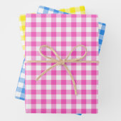 Rustikales Gingham Rosa Gelbes Muster Geschenkpapier Set (Beispiel)