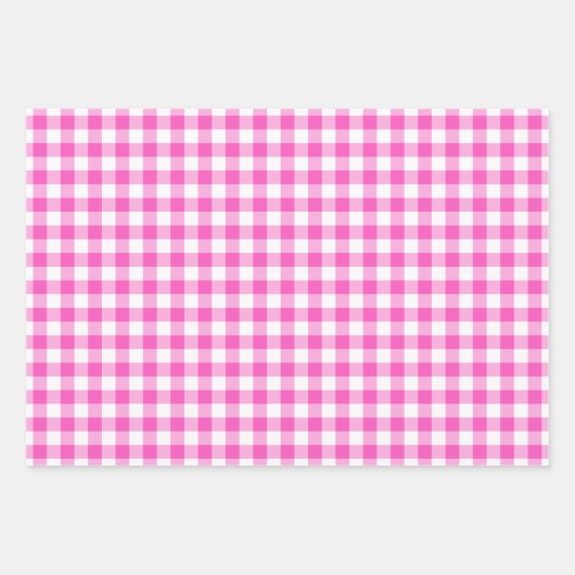 Rustikales Gingham Rosa Gelbes Muster Geschenkpapier Set (Vorderseite)
