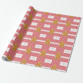 Rustikales Gingham Rot Weiß Frohe Weihnachten Geschenkpapier (Ungerollt)