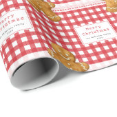 Rustikales Gingham Rot Weiß Frohe Weihnachten Geschenkpapier (Rolleneckpunkt)