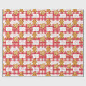 Rustikales Gingham Rot Weiß Frohe Weihnachten Geschenkpapier (Flach)