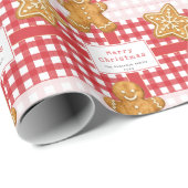 Rustikales Gingham Rot Weiß Frohe Weihnachten Geschenkpapier (Rolleneckpunkt)
