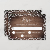 Rustikales Gipskraut auf der dunklen Holzhochzeit RSVP Karte (Vorne/Hinten)