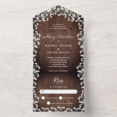 Rustikales Gipskraut auf Holzblumenhochzeit All In One Einladung (Innen Boden)