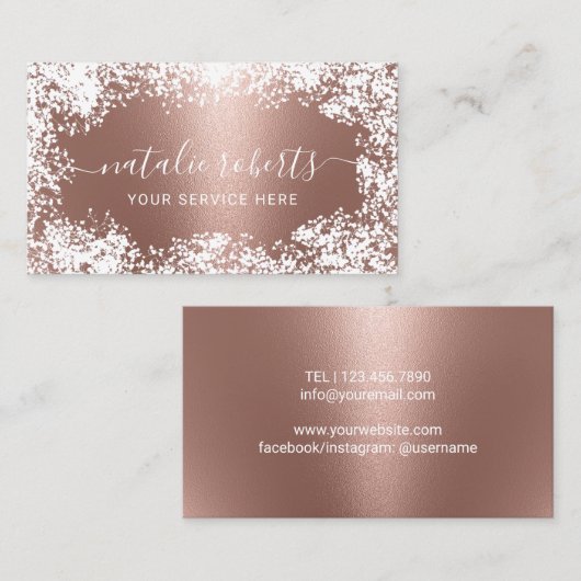 Rustikales Gipskraut Blume Moderne Rose Gold Visitenkarte (Vorne/Hinten)