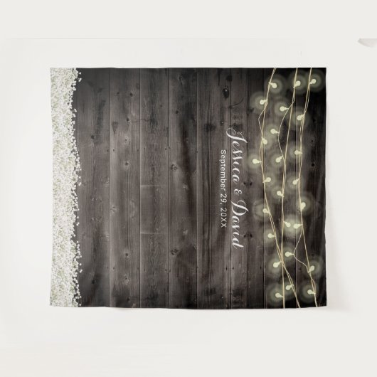 Rustikales Gipskraut Blume Stall Hochzeitstorte Wandteppich (Vorderseite (Horizontal))