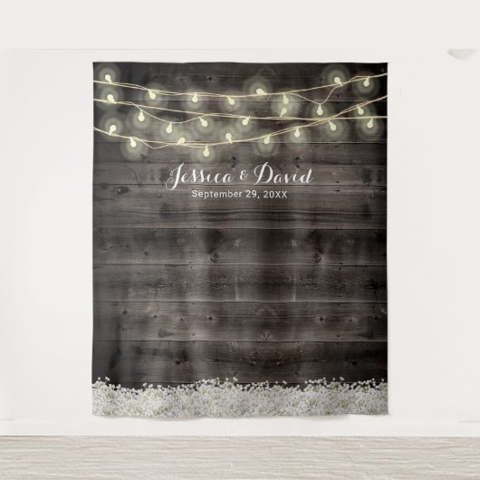 Rustikales Gipskraut Blume Stall Hochzeitstorte Wandteppich (Vorderseite)