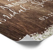 Rustikales Gipskraut Blumenkohl Brautparty Willkom Poster (Ecke)