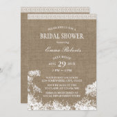 Rustikales Gipskraut Burlap Wedding Brautparty Einladung (Vorne/Hinten)