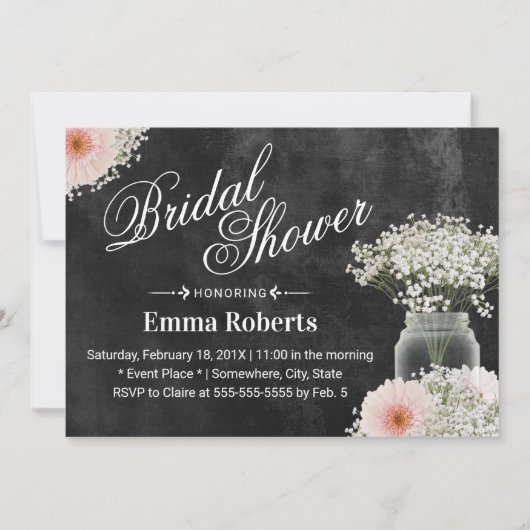 Rustikales Gipskraut & Daisy Brautparty Einladung (Vorderseite)