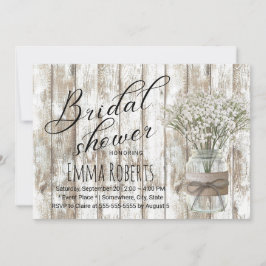 Rustikales Gipskraut Floral Jar Wood Brautparty Einladung