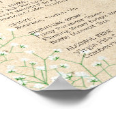 Rustikales Gipskraut Floral Wedding Bar Menu Signa Poster (Ecke)