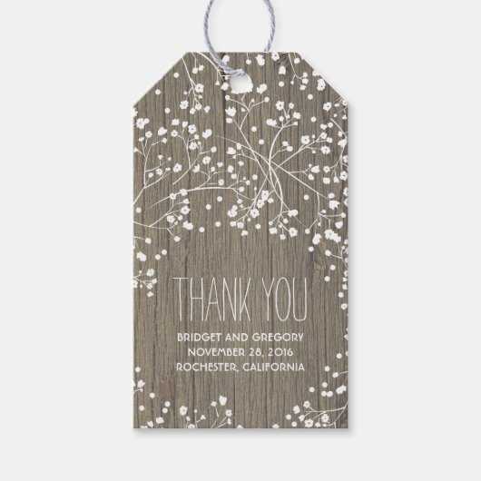 Rustikales Gipskraut Geschenkanhänger (Vorderseite)