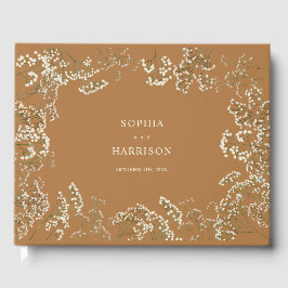 Rustikales Gipskraut Goldenrod Wedding Gästebuch