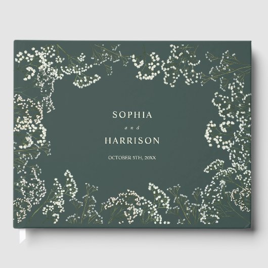 Rustikales Gipskraut Grüne Hochzeit Gästebuch (Vorderseite)