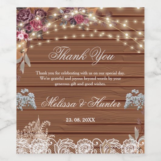 Rustikales Gipskraut-Hochzeitsstil Weinetikett (Einzelnes Label)