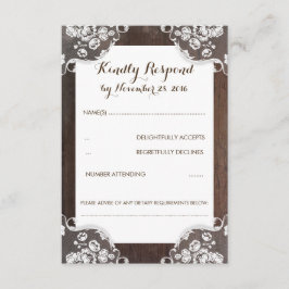 Rustikales Gipskraut Holz und Spitzen-Hochzeit RSV RSVP Karte