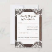 Rustikales Gipskraut Holz und Spitzen-Hochzeit RSV RSVP Karte (Vorderseite)