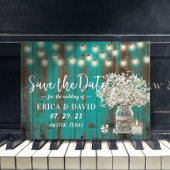 Rustikales Gipskraut Jar Aquamarin Wood Save the D Ankündigungspostkarte