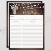 Rustikales Gipskraut Jar Lights Rezept Blatt (Vorne/Hinten)