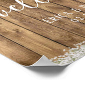 Rustikales Gipskraut Lantern Hochzeit Willkommen Poster (Ecke)