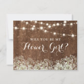 Rustikales Gipskraut Laubblütenmädchen Einladung (Vorderseite)