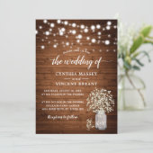 Rustikales Gipskraut Lights Hochzeitseinladung Einladung (Stehend Vorderseite)