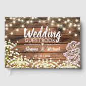 Rustikales Gipskraut Lights & Lace Wedding Gästebuch (Vorderseite)