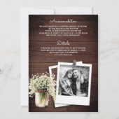 Rustikales Gipskraut Mason Jar All in One Wedding Einladung (Rückseite)