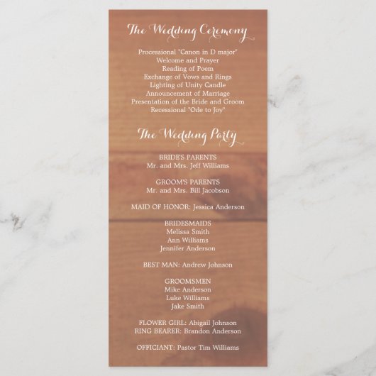 Rustikales Gipskraut Mason Jar Hochzeitsprogramm Programm (Rückseite)