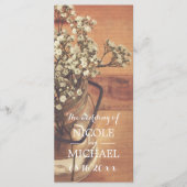 Rustikales Gipskraut Mason Jar Hochzeitsprogramm Programm (Vorderseite)