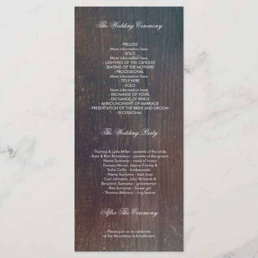 Rustikales Gipskraut Mason Jar Hochzeitsprogramme Programm (Rückseite)