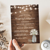 Rustikales Gipskraut Mason Jar Lights Wedding Einladung