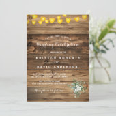 Rustikales Gipskraut Mason Jar Lights Wedding Invi Einladung (Stehend Vorderseite)