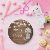 Rustikales Gipskraut Mason Jar Lights Wedding Pappteller (Party)