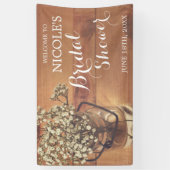 Rustikales Gipskraut Mason Jar Wood Brautparty Banner (Vertikal)