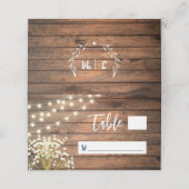 Rustikales Gipskraut & Streichellichtbläschen Platzkarte (Außenseite Aufgefaltet)