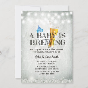 Rustikales Gipskraut String Light Beer Baby Dusche Einladung
