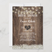 Rustikales Gipskraut String Lights Brautparty Einladung (Vorderseite)