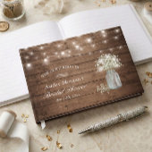 Rustikales Gipskraut String Lights Brautparty Gästebuch