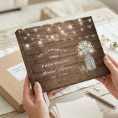 Rustikales Gipskraut String Lights Brautparty Gästebuch